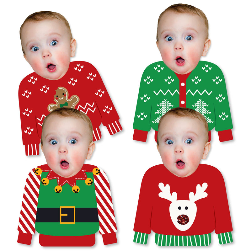 Custom Photo Ugly Sweater - Fun Face Decorations DIY Holiday and Christmas Party Essentials - Set of 20