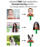 Custom Photo Ugly Sweater - Holiday and Christmas Party Head Cut Out Photo Booth and Fan Props - Fun Face Cutout Paddles - Set of 6