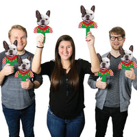 Custom Photo Ugly Sweater - Holiday and Christmas Party Head Cut Out Photo Booth and Fan Props - Fun Face Cutout Paddles - Set of 6