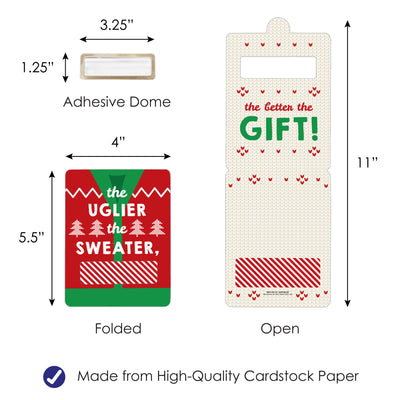 Ugly Sweater - DIY Assorted Holiday and Christmas Party Cash Holder Gift - Funny Money Cards - Set of 6