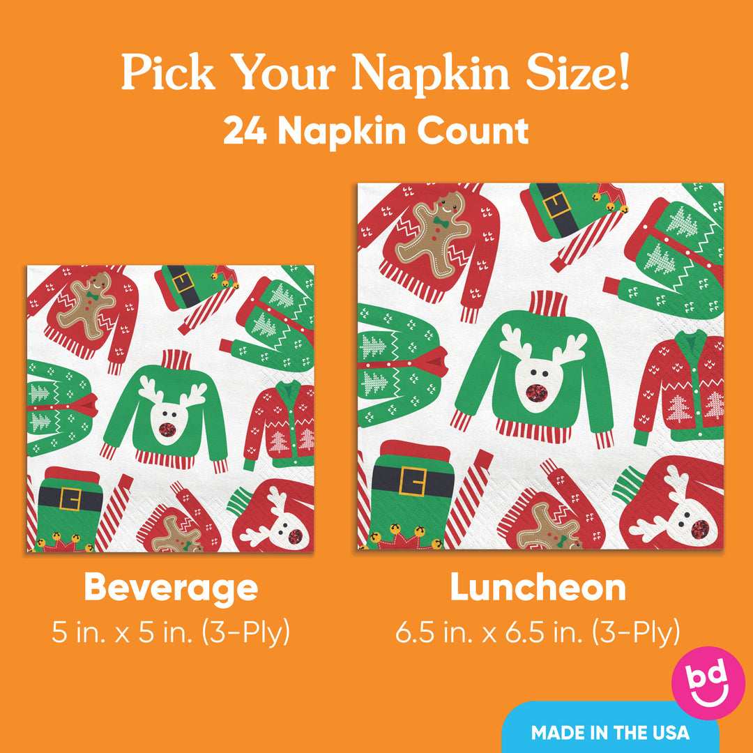 Napkins - Ugly Sweater - 24 Ct