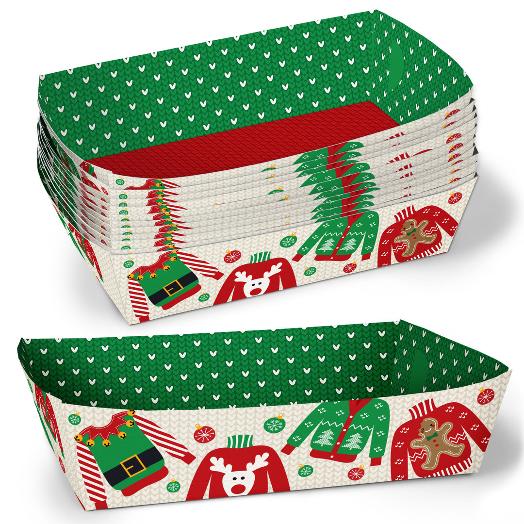 Ugly Sweater Paper Food Trays - 12 Ct