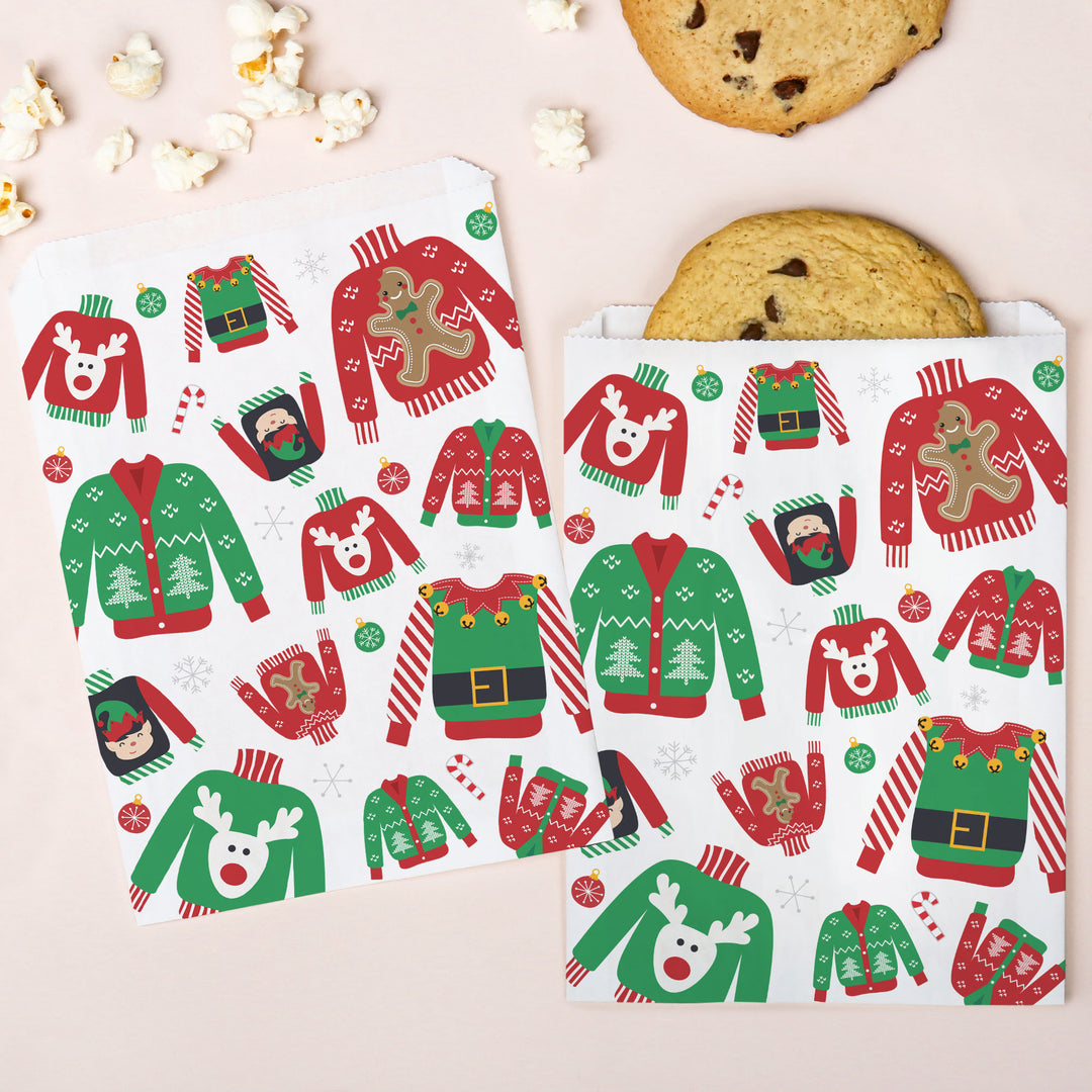 Paper Treat Bags - Ugly Sweater - 25 Ct