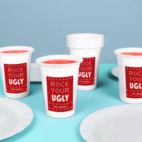 Custom Text Party Cups - Ugly Sweater - 16 Ct