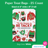 Custom Text Paper Treat Bags - Ugly Sweater - 25 Ct