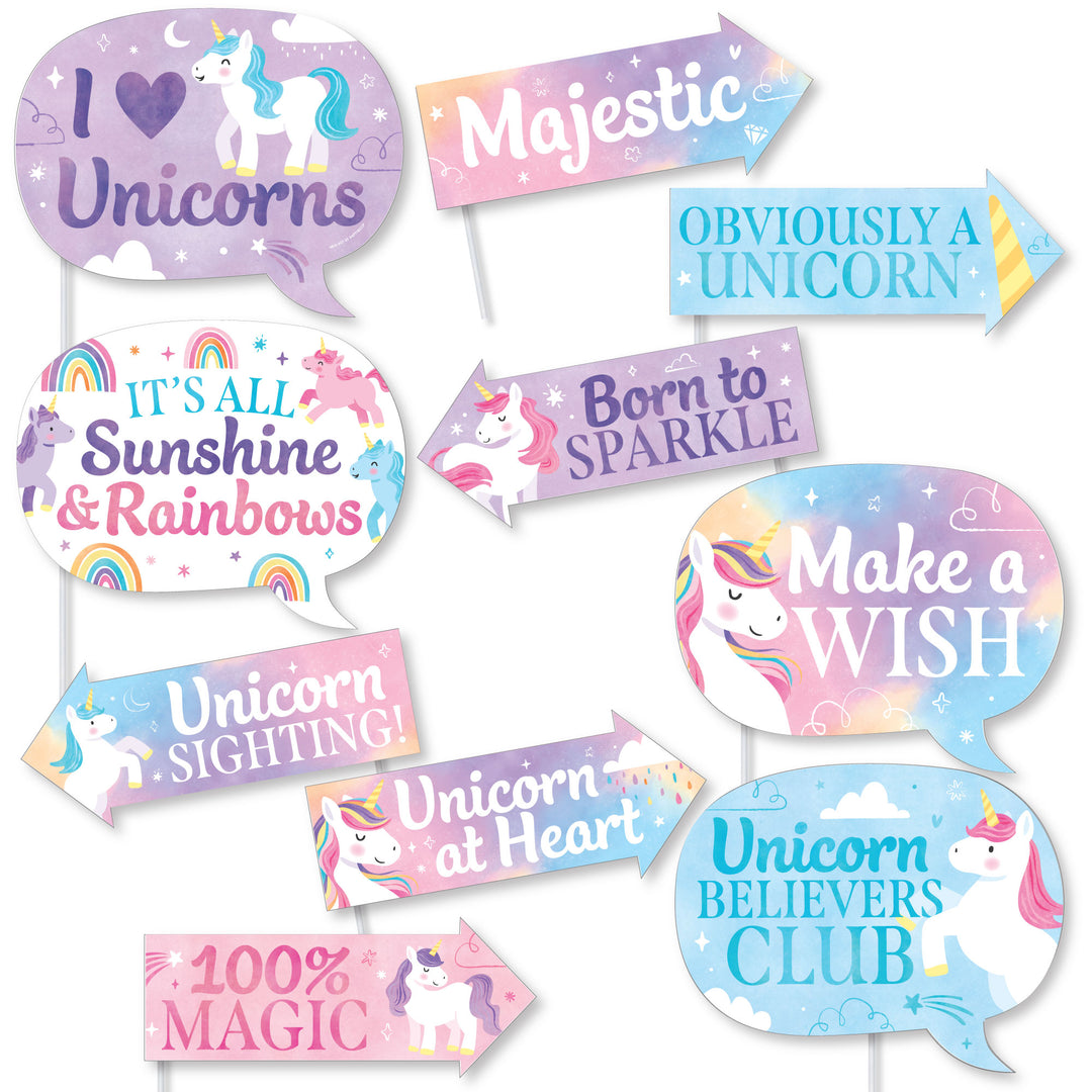 Unicorn Funny Photo Props - 10 Ct