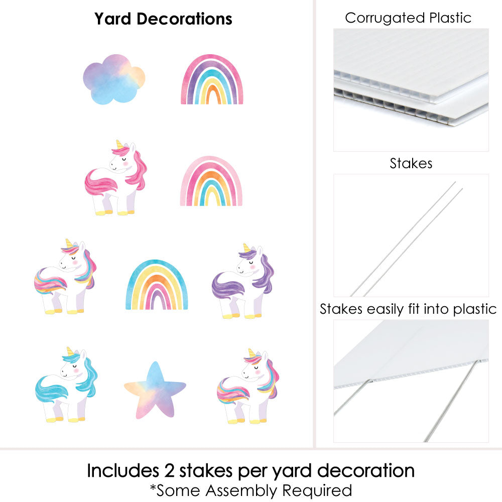 Unicorn Lawn Decorations - 10 Pc