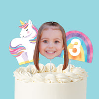 Unicorn rainbow cake topper with photo face unicorn and rainbow