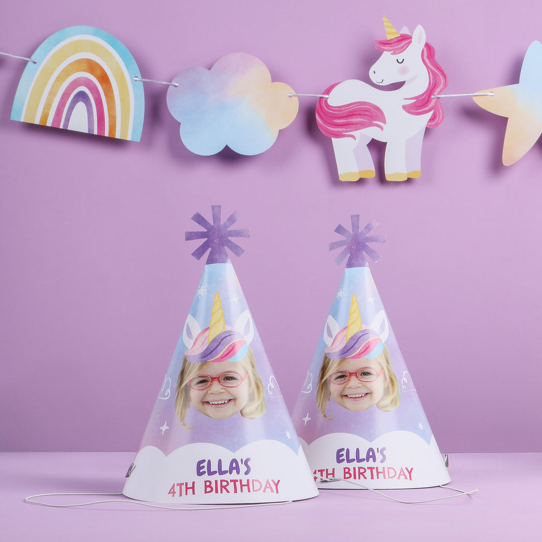 Custom Unicorn Birthday Cone Hat - 8 Ct