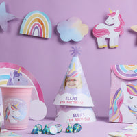 Custom Unicorn Birthday Cone Hat - 8 Ct