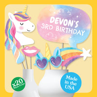 Personalized Unicorn Photo Props - 20 Ct