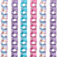 Set of colorful paper chains in pastel shades on a white background