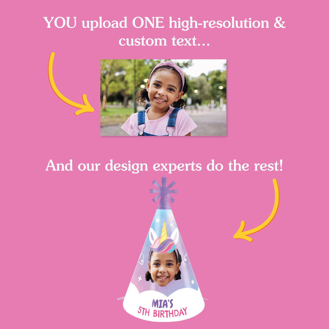 Custom Unicorn Birthday Cone Hat - 8 Ct