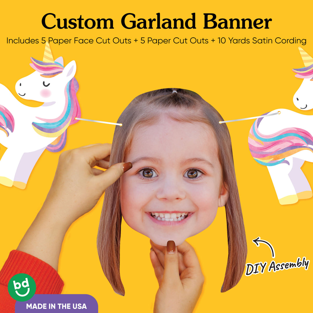 Custom Face Garland Banner - Unicorn
