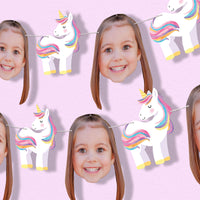 Personalized Unicorn and face banner with a pink background