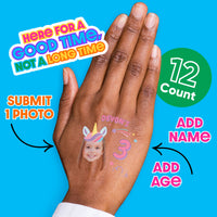 Custom Face Unicorn Temporary Tattoos - 12 Ct