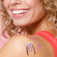 Custom Face Unicorn Temporary Tattoos - 12 Ct