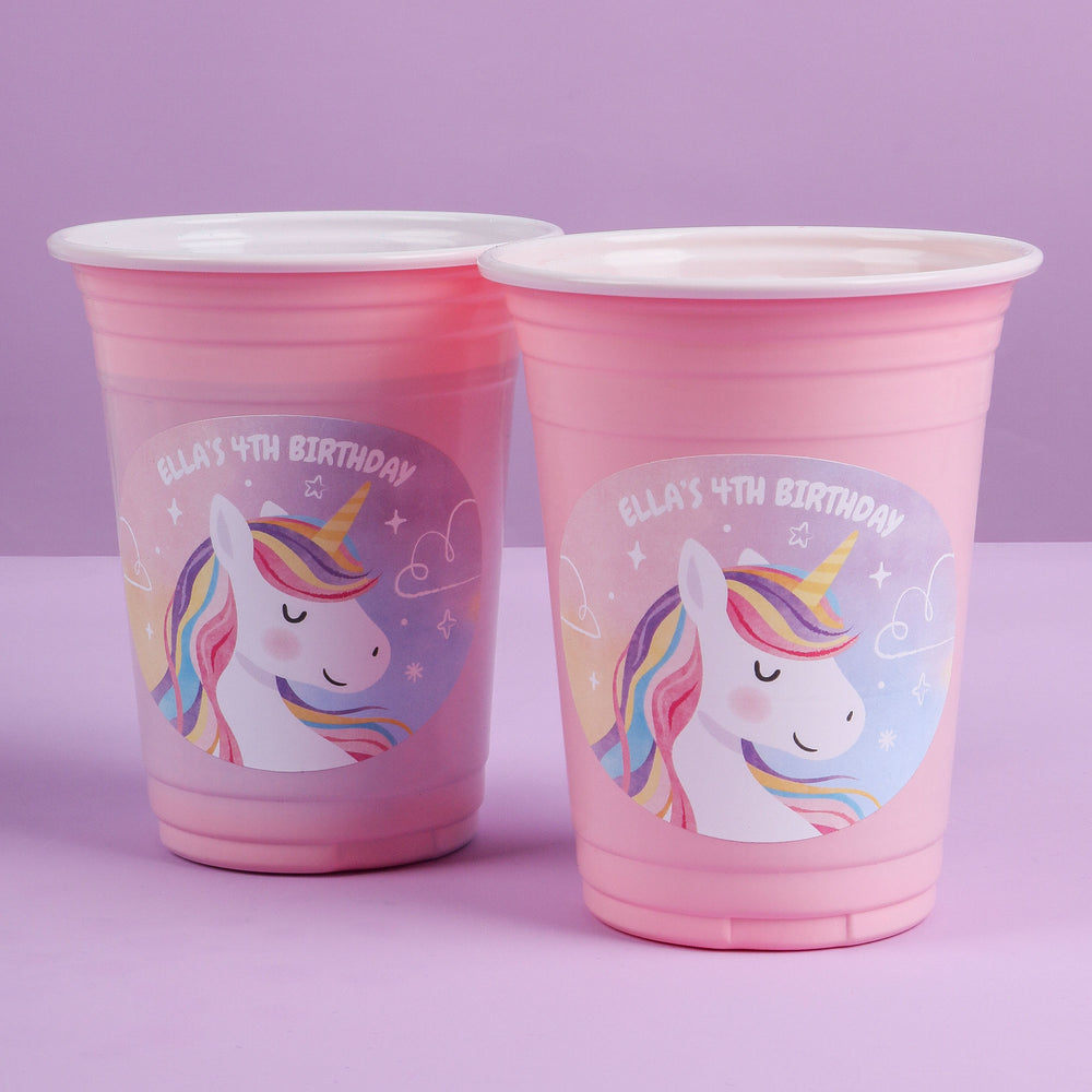 Custom Text Party Cups - Unicorn - 16 Ct