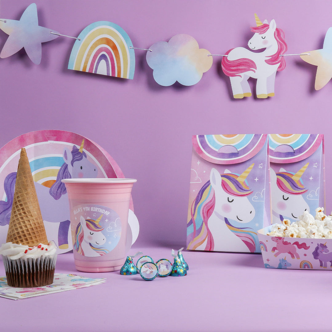Custom Text Party Cups - Unicorn - 16 Ct