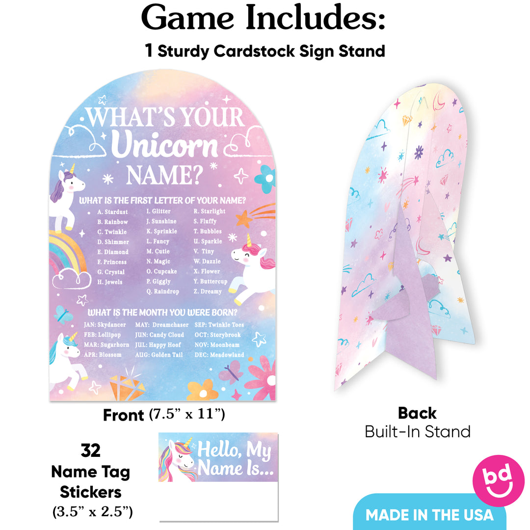 Unicorn What's Your Name Party Game