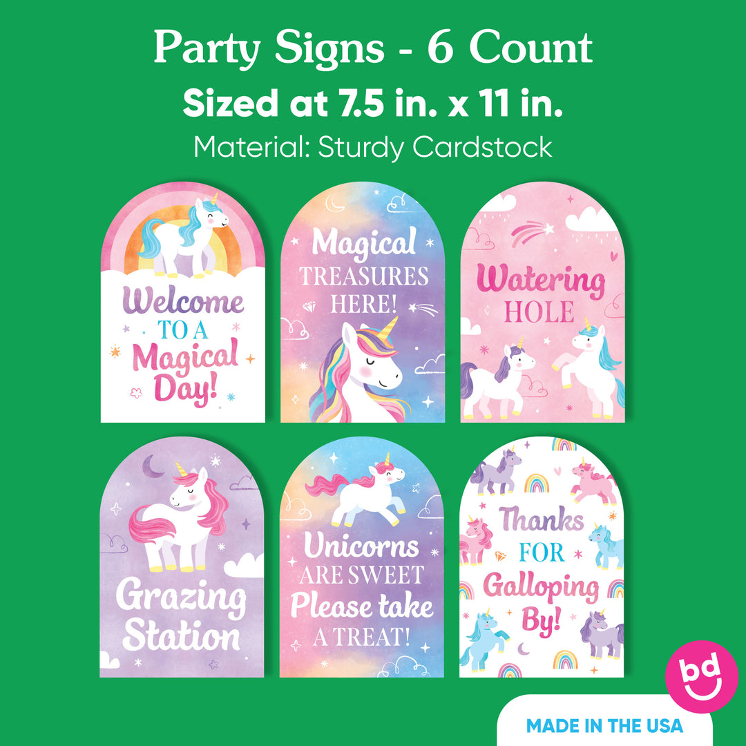 Unicorn Party Signs Set - 6 Ct