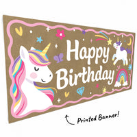 Close-up of colorful unicorn and rainbow artwork
