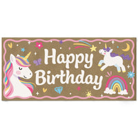 Unicorn happy birthday kraft paper banner rainbow theme