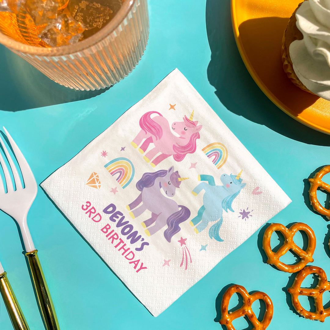 Custom Text Napkins - Unicorn