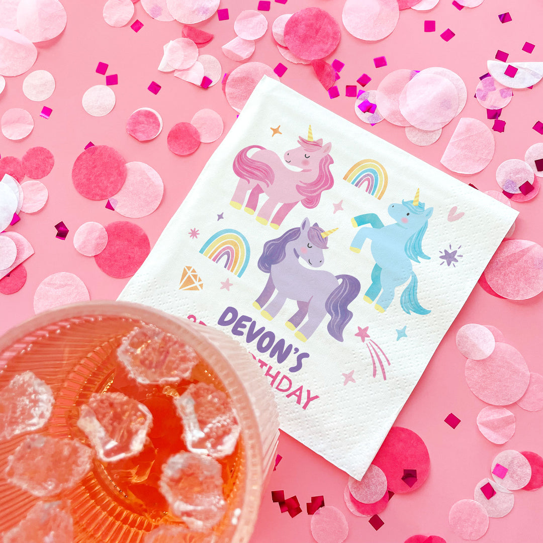Custom Text Napkins - Unicorn