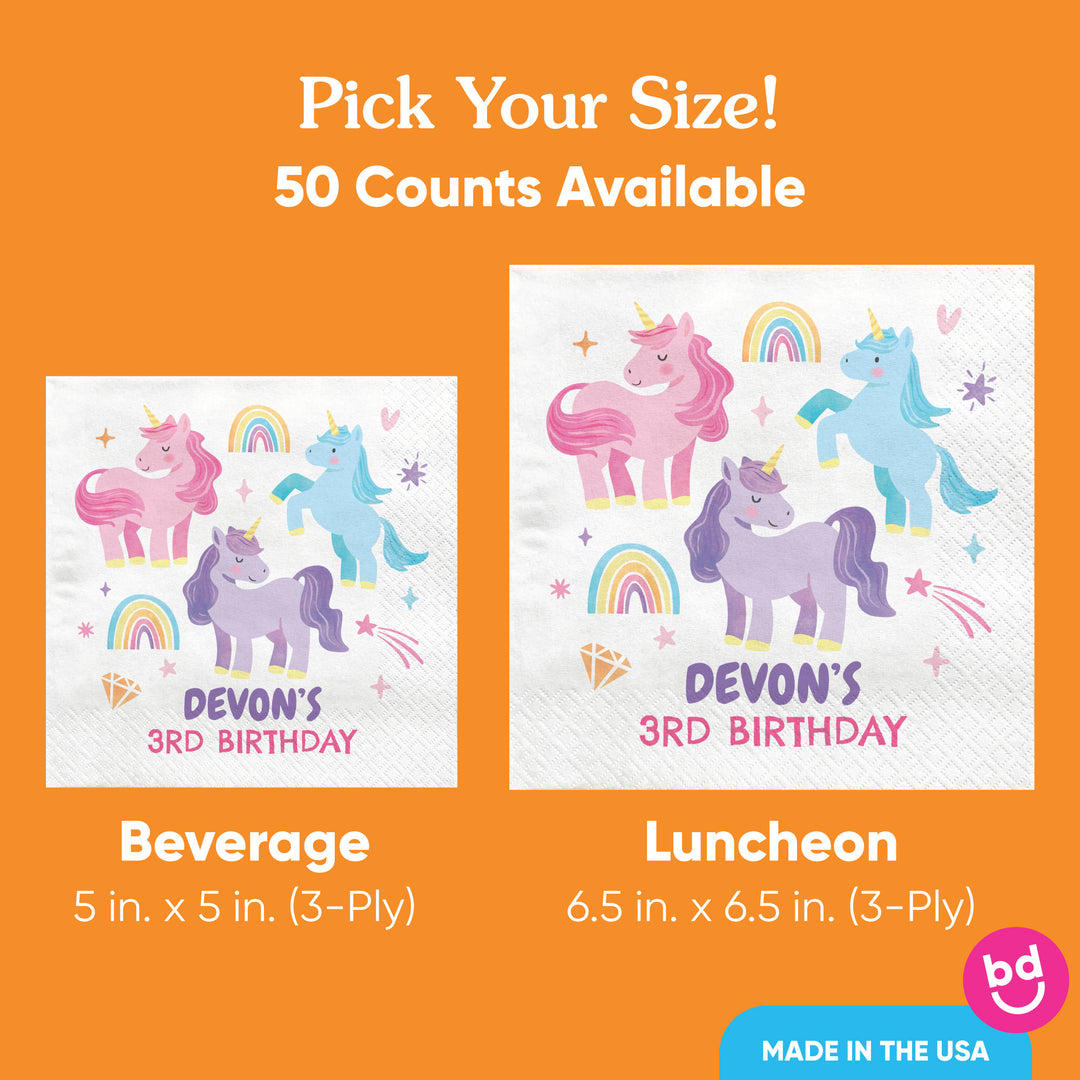 Custom Text Napkins - Unicorn