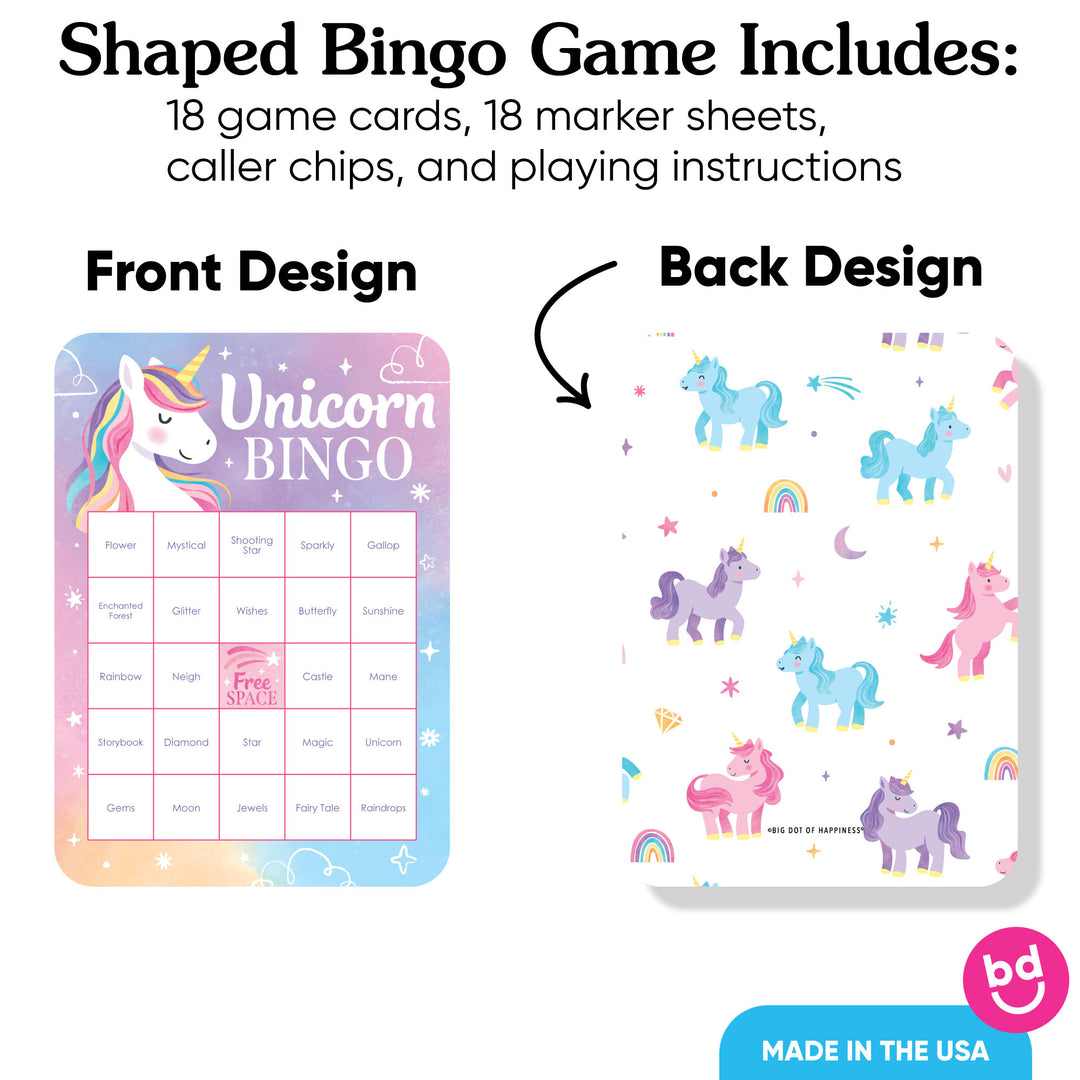 Unicorn Bingo Game - 18 Ct
