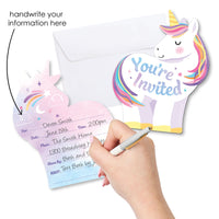 Unicorn Shaped Fill-In Invitations - 12 Ct