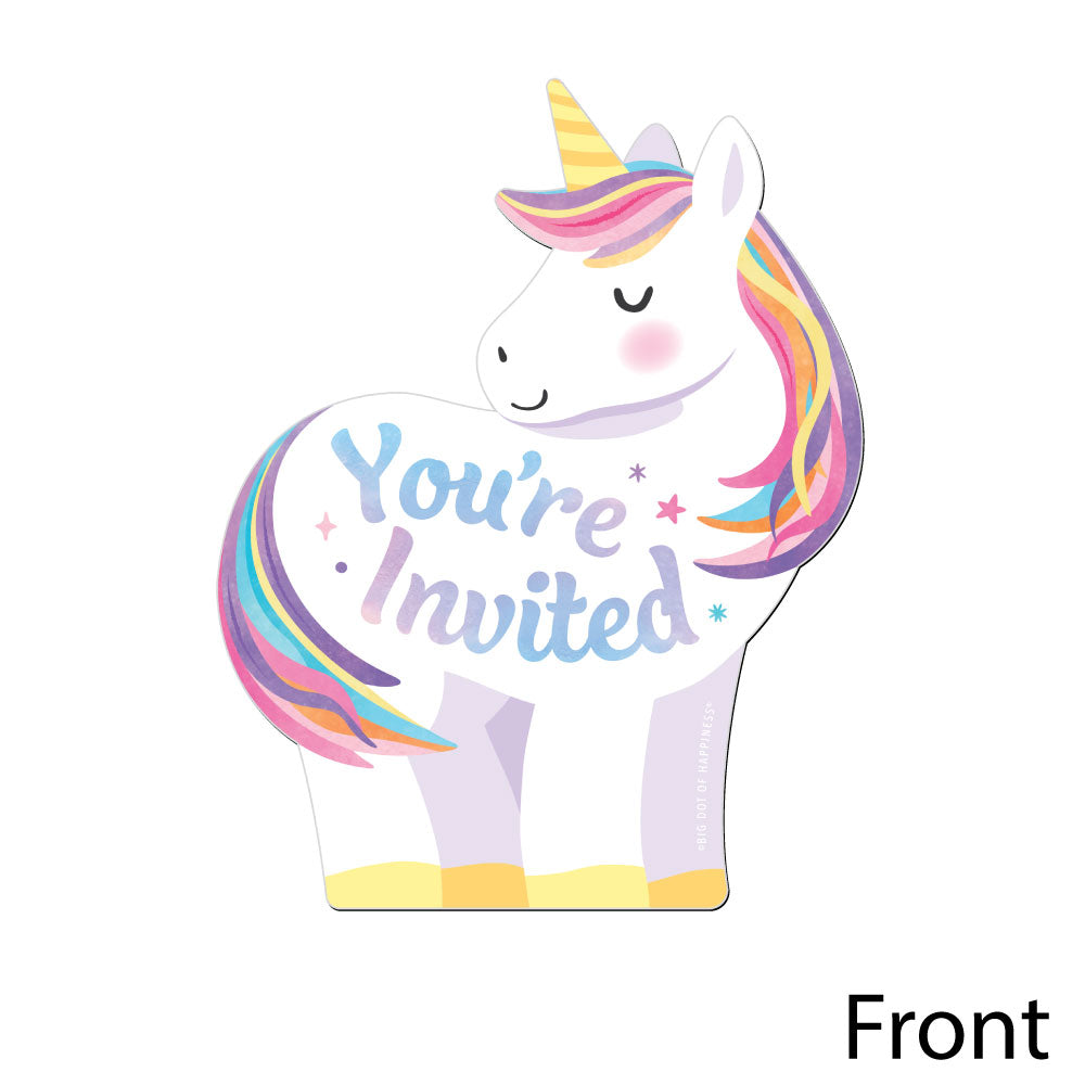 Unicorn Shaped Fill-In Invitations - 12 Ct