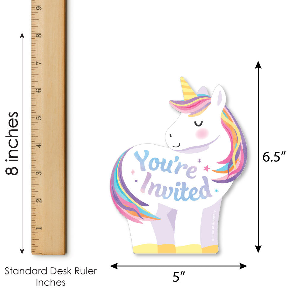 Unicorn Shaped Fill-In Invitations - 12 Ct