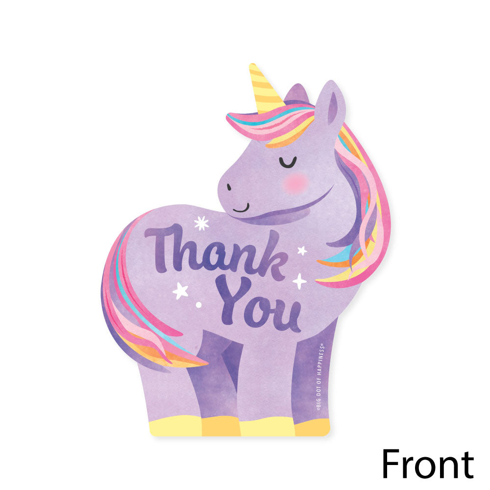 Unicorn-shaped card with 'Thank You' text on a white background
