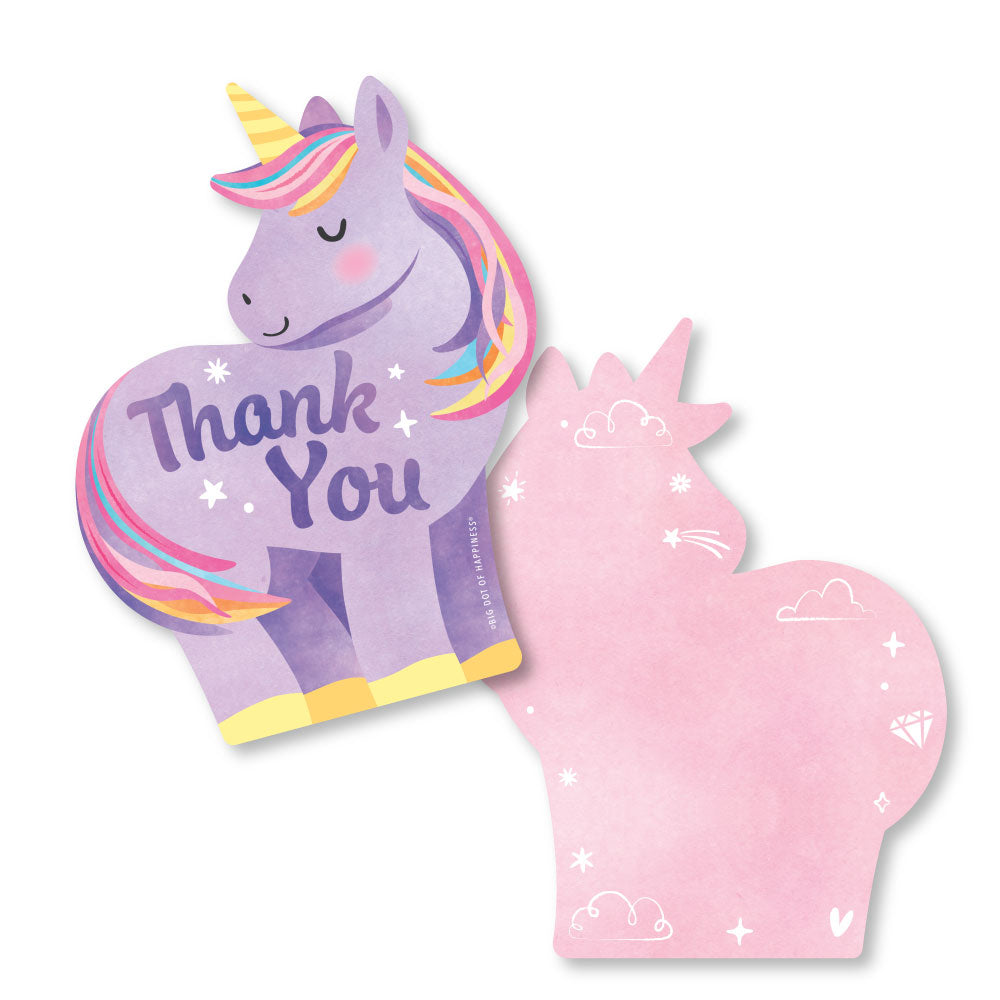 Unicorn-shaped card with 'Thank You' text on a white background