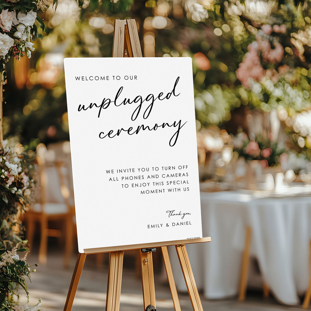 Personalized Text Unplugged Wedding Ceremony Sign (Select Your Size)