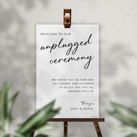 Personalized Text Unplugged Wedding Ceremony Sign (Select Your Size)
