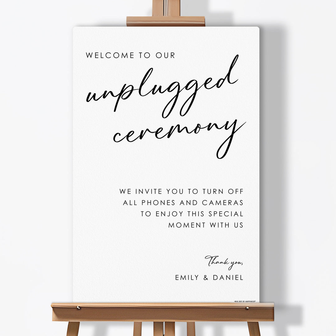 Personalized Text Unplugged Wedding Ceremony Sign (Select Your Size)