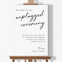 Personalized Text Unplugged Wedding Ceremony Sign (Select Your Size)