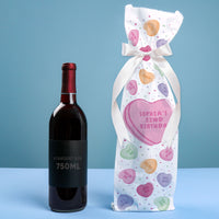 Custom Text Wine Bags - Valentine Hearts - 12 Ct