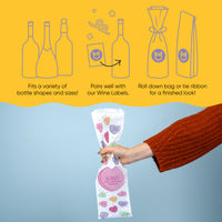 Custom Text Wine Bags - Valentine Hearts - 12 Ct