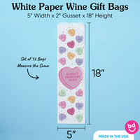 Custom Text Wine Bags - Valentine Hearts - 12 Ct