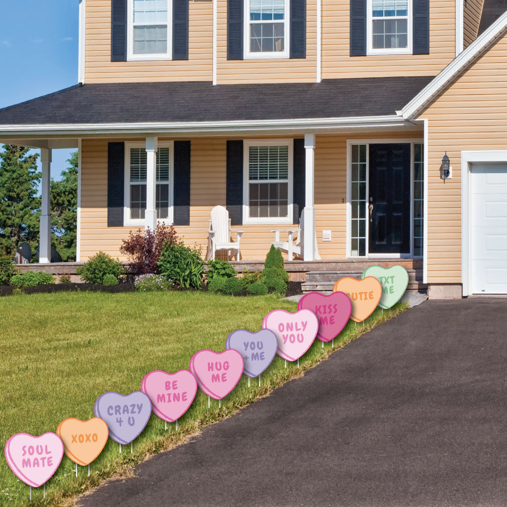 Valentine Hearts Lawn Decorations - 10 Pc