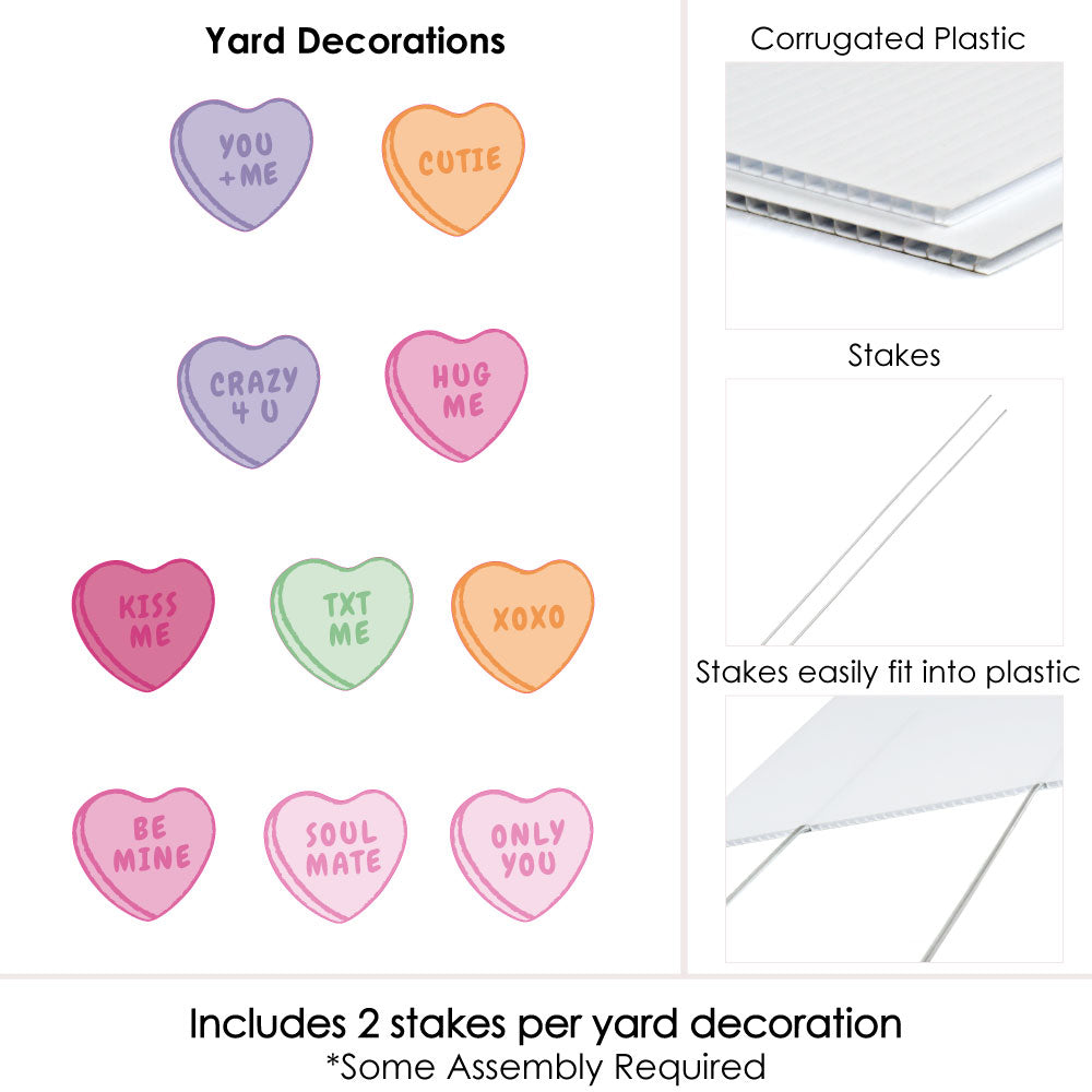 Valentine Hearts Lawn Decorations - 10 Pc