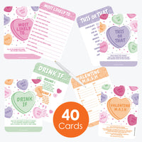 Valentine Hearts - 4 Adult Galentine’s & Valentine’s Day Party Games - 10 Cards Each - Gamerific Bundle