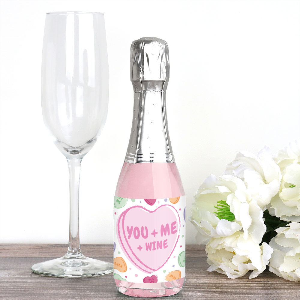 Valentine Hearts Mini Wine Bottle Labels - 16 Ct