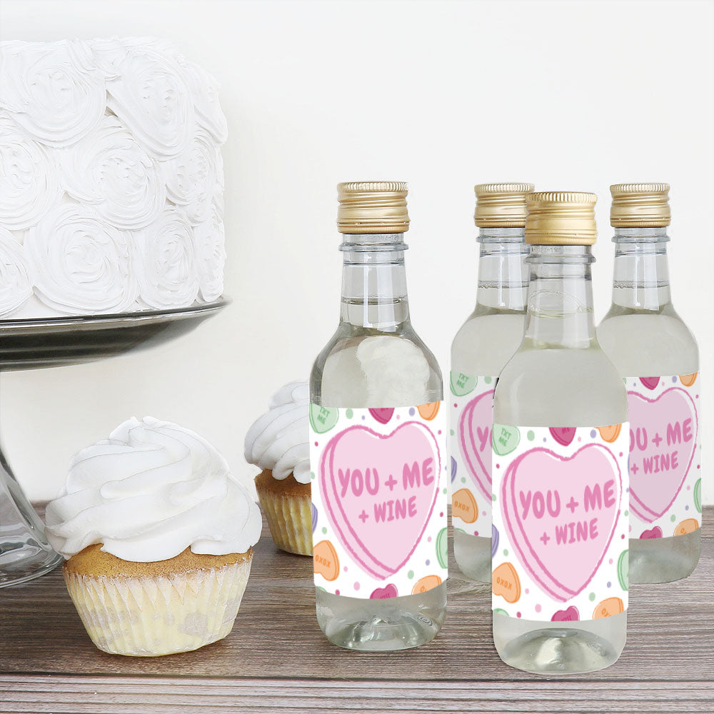 Valentine Hearts Mini Wine Bottle Labels - 16 Ct