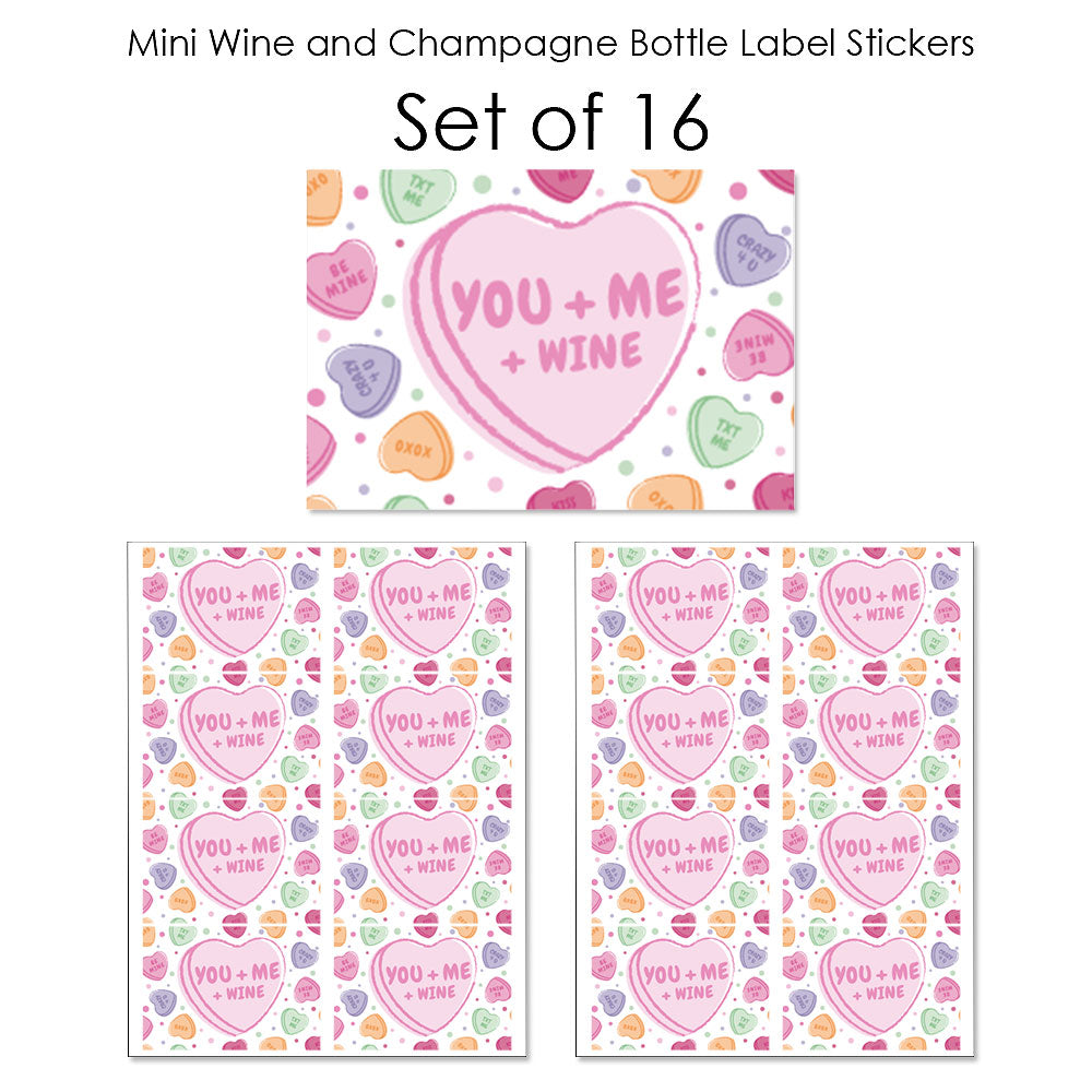 Valentine Hearts Mini Wine Bottle Labels - 16 Ct