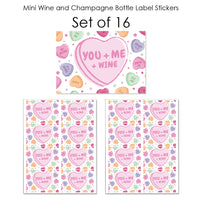Valentine Hearts Mini Wine Bottle Labels - 16 Ct